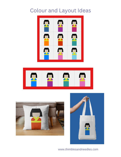 Kokeshi Doll Foundation Paper Piecing (FPP) Pattern