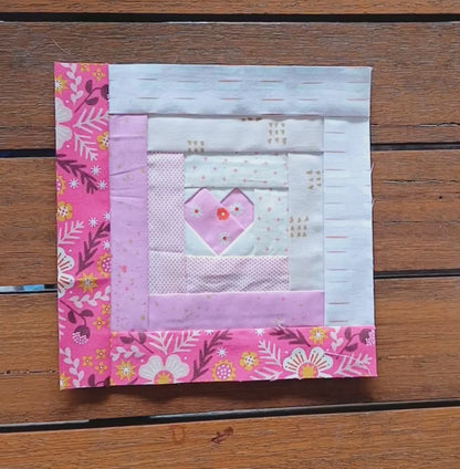 Heart in a Log Cabin Foundation Paper Piecing (FPP) Pattern