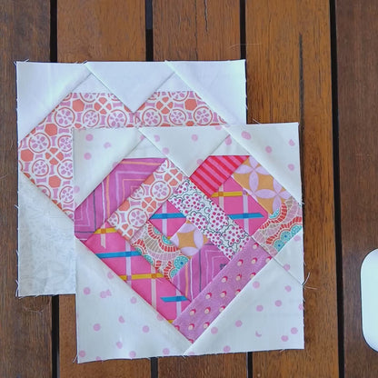 Log Cabin Heart Foundation Paper Piecing (FPP) Pattern