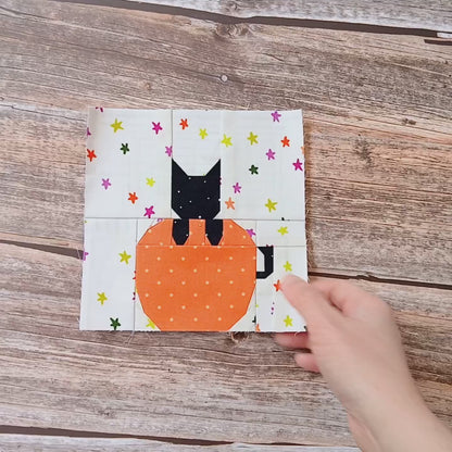 Pumpkin Cat Foundation Paper Piecing (FPP) Pattern