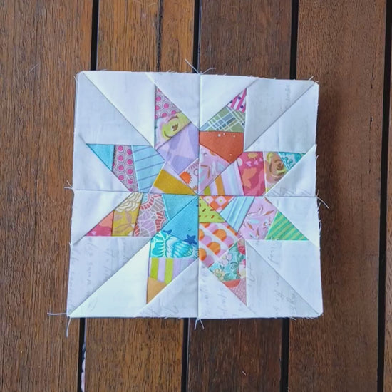 Crazy Patchwork Star foundation paper pieced pattern by Thimbles and Needles