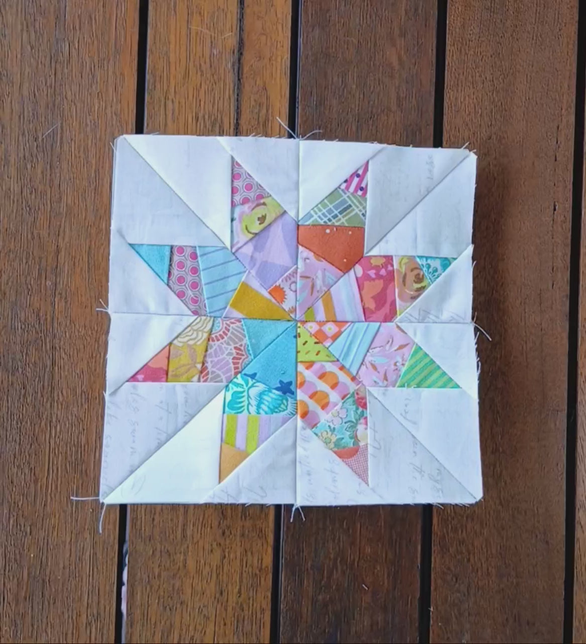 Crazy Patchwork Star foundation paper pieced pattern by Thimbles and Needles