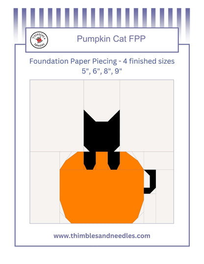 Pumpkin Cat Foundation Paper Piecing (FPP) Pattern